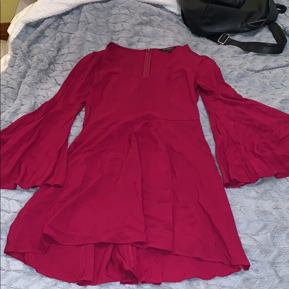 Express Maroon Bell Sleeve Dress. Size 4.